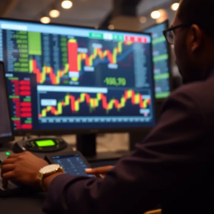 Graphic representation of financial risk assessment and regulatory compliance in trading activities