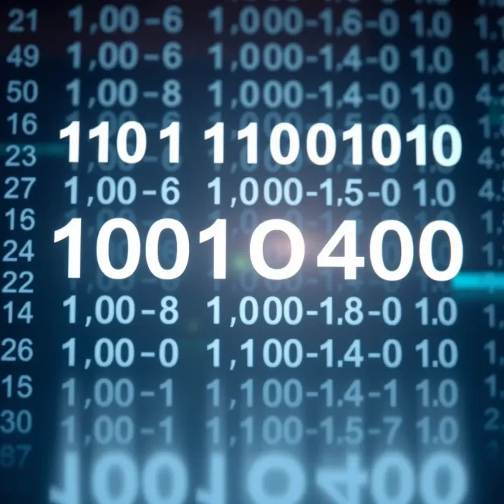Diagram illustrating the binary numbering system with digits arranged in place values