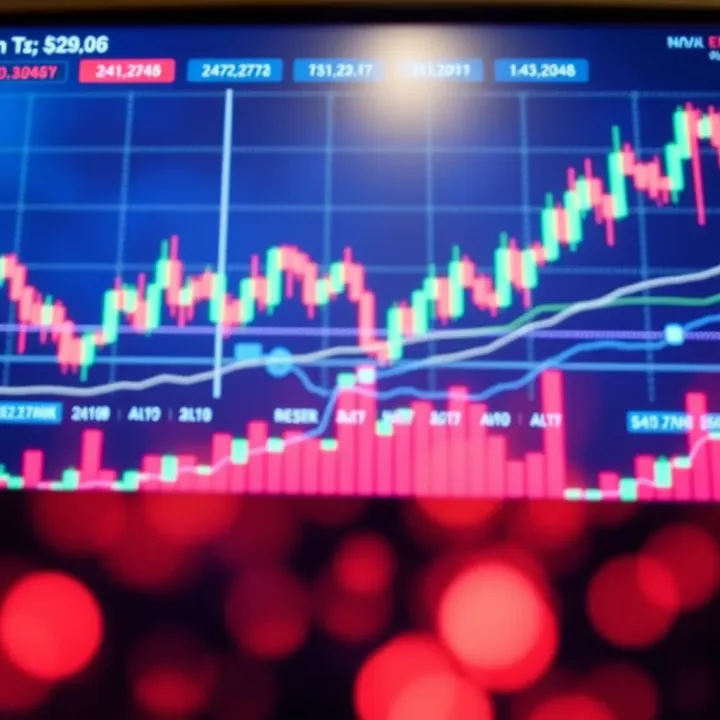 Digital illustration of financial graphs and charts depicting binary options trading trends