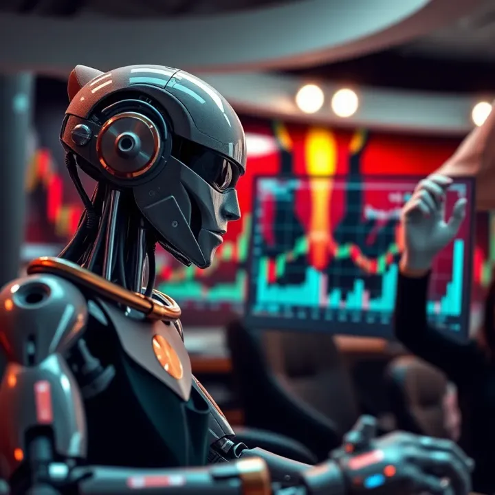Conceptual illustration of automated trading with digital graphs and Kenyan flag background