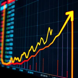 Graph showing financial market trends with upward and downward arrows