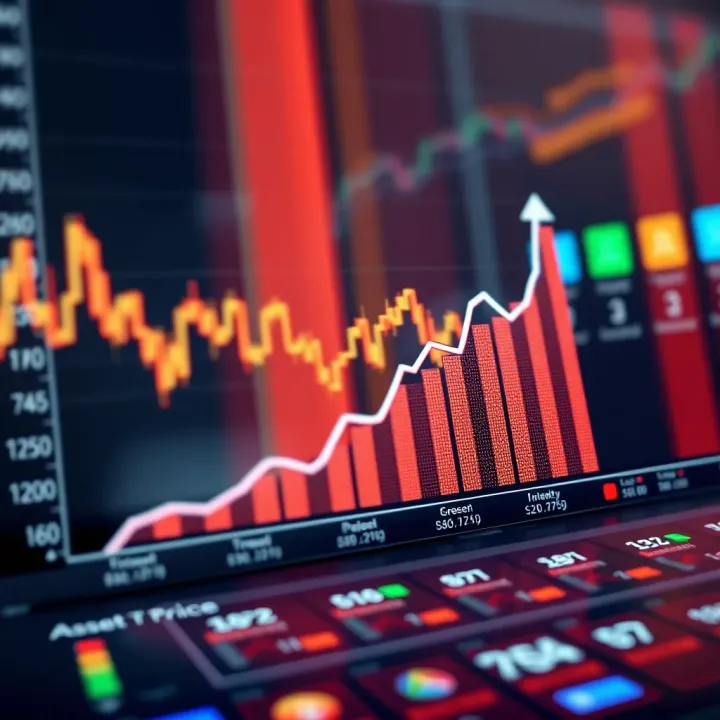 Graph displaying upward and downward trends representing asset price predictions in binary trading