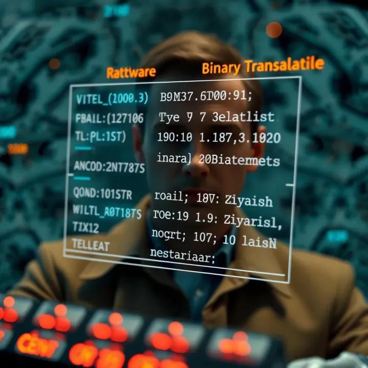 Visual representation of various types of binary translators and their interaction with different hardware platforms
