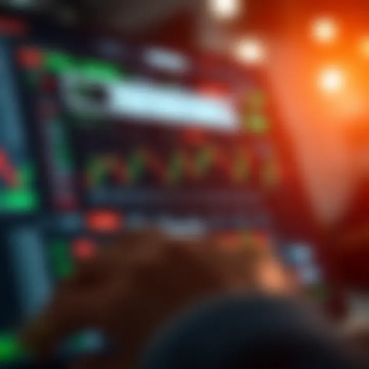 User interface of a binary trading app showing various financial charts and trading options