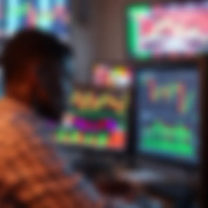 Illustration of Kenyan forex trader analyzing currency charts on a computer screen
