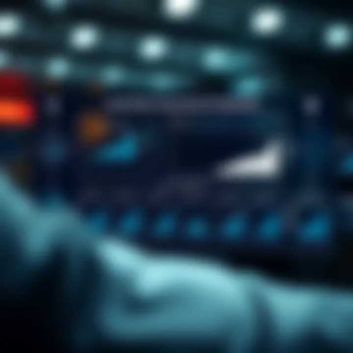 Graphic showing credit risk assessment flow with charts and data points