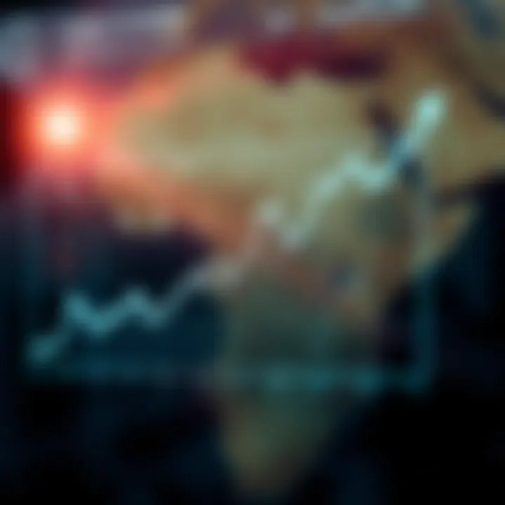 Graph showing currency exchange rate trends with African continent background