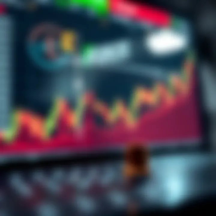 Graph illustrating the concept of forex binary options trading with currency symbols and chart lines