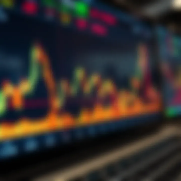 Graph showing currency exchange rate fluctuations on a digital trading platform