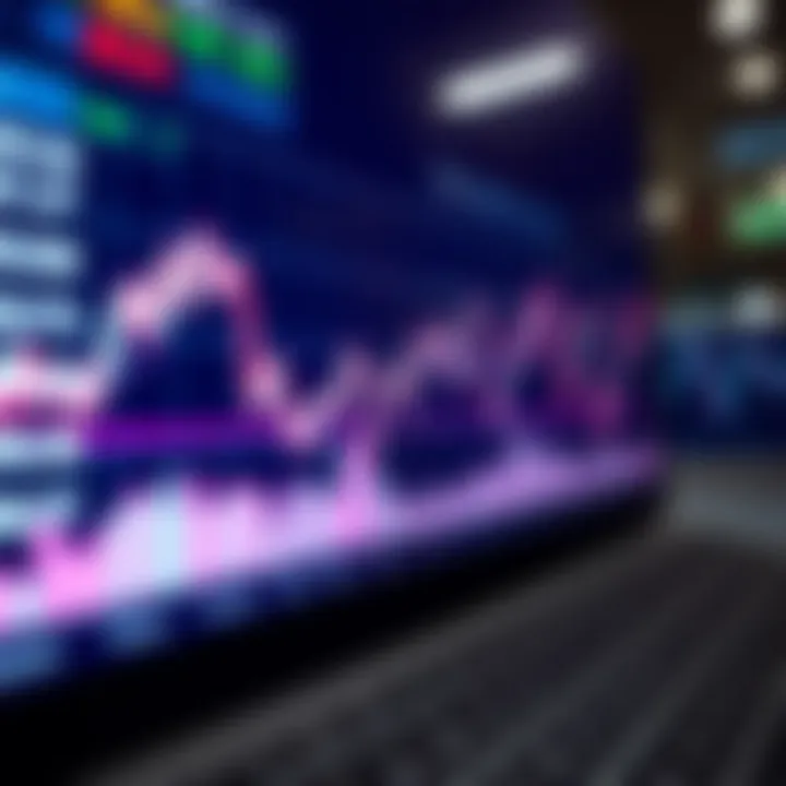 Graph showing currency exchange rates fluctuating over time on a digital trading platform
