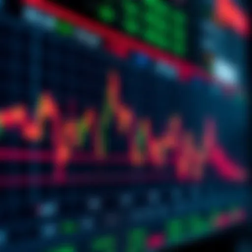 Graph showing currency pair exchange rate fluctuations in forex trading