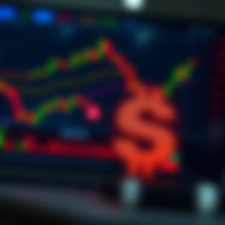 Digital representation of forex trading charts and currency symbols in a modern financial setting