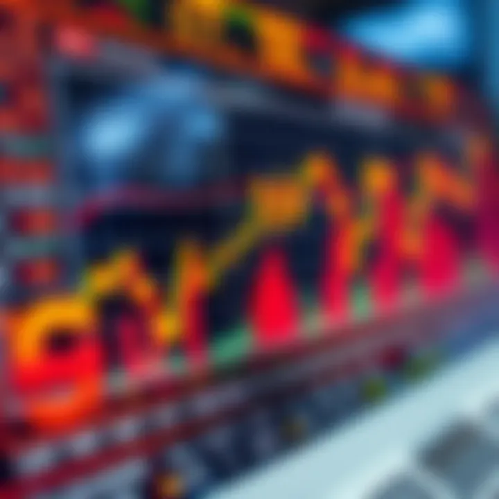 Graph showing fluctuating forex market trends and currency exchange rates