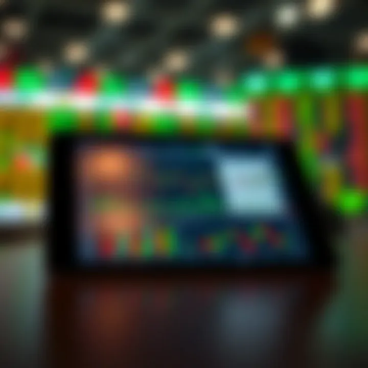 Illustration showing a digital tablet displaying forex trading charts and educational content for Kenyan traders