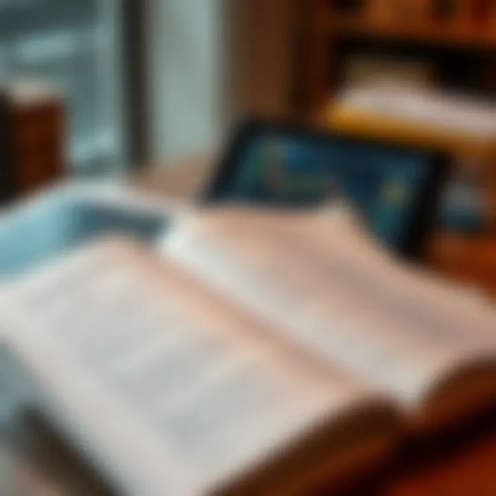 Open forex trading book displaying charts and notes alongside a tablet showing forex market analysis