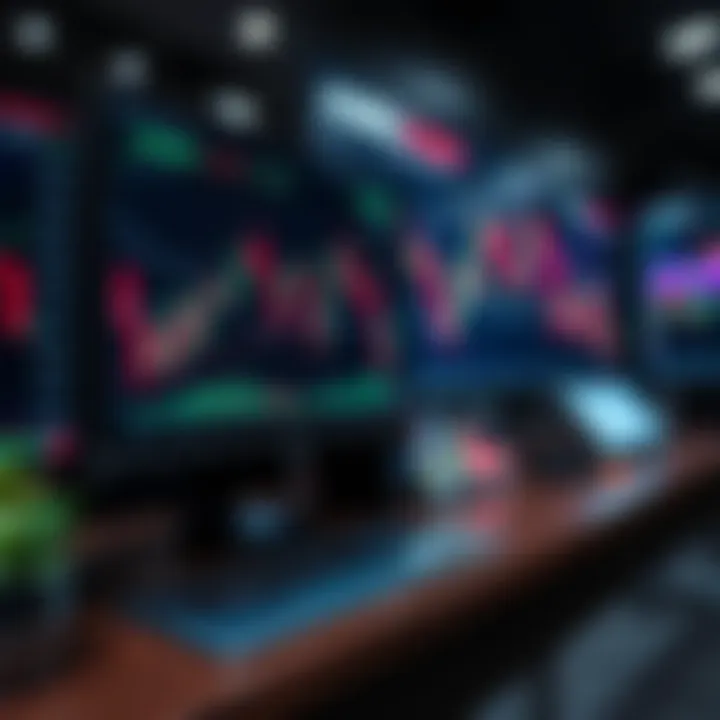 Illustration of a digital forex trading platform displaying currency pairs and market charts