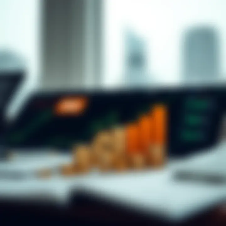 Risk Management in Forex Trading Conceptual graphic showing financial growth and risk management tools for forex trading