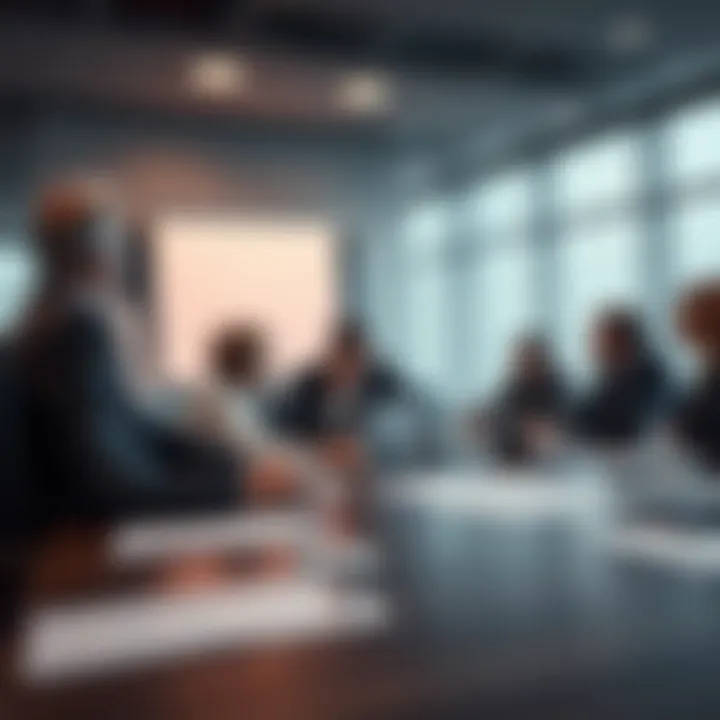 Collaborative Business Strategy Meeting for Risk Management Business professionals discussing strategies around a conference table