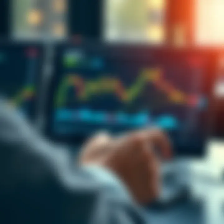 User navigating a forex trading interface with charts and currency pairs visible