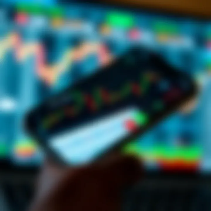 Online Forex Trading Application Featuring Currency Pairs and Risk Management Mobile phone showing an online forex trading application with currency pairs and risk management tools