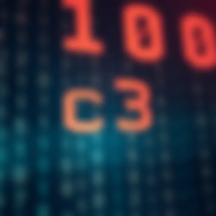 Illustration of the relationship between hexadecimal and binary numbering systems with emphasis on digital data representation