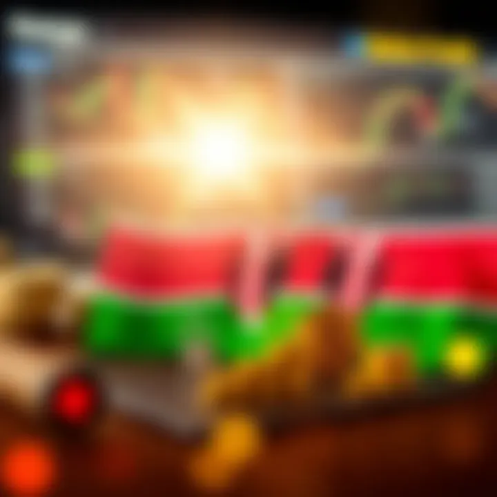 Conceptual graphic showing secure online trading with Kenyan flag colors and financial icons