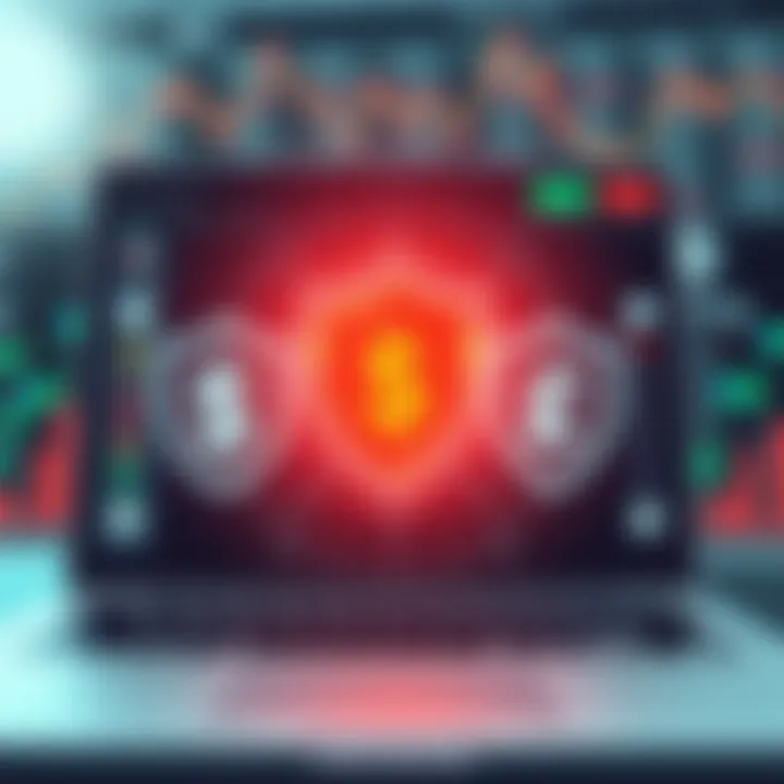 Illustration of secure online trading with shields and digital currency symbols representing safety in binary trading