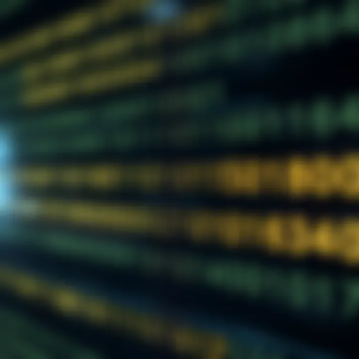 Illustration of a binary code sequence represented by alternating zeros and ones on a digital screen