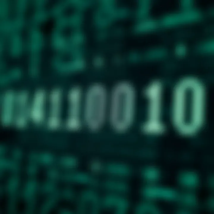 Diagram showing binary digits arranged to represent data in computing