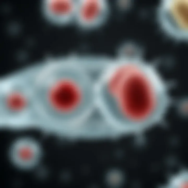 Illustration of different stages of binary fission in a protozoan cell