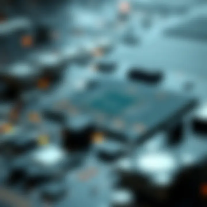 Graphic showing the interaction between binary code and computing hardware components