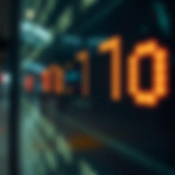 Digital display showing a sequence of binary digits with zeros and ones only