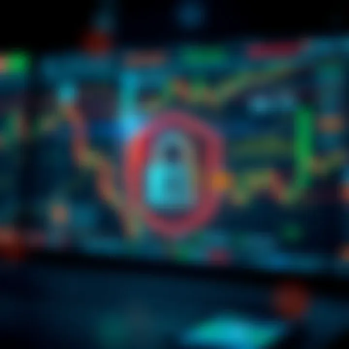 Illustration of cybersecurity elements protecting online trading account from unauthorized access