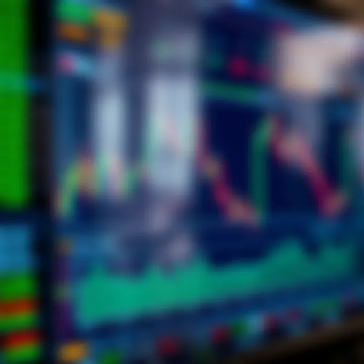 Digital interface showing cryptocurrency charts and trading statistics