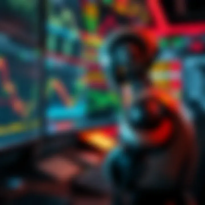 Conceptual illustration of forex trading bot analyzing market data on computer screens