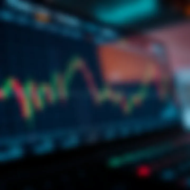Forex Market Trends and Currency Fluctuations Graph showing forex market trends and currency pairs fluctuations on a digital financial platform
