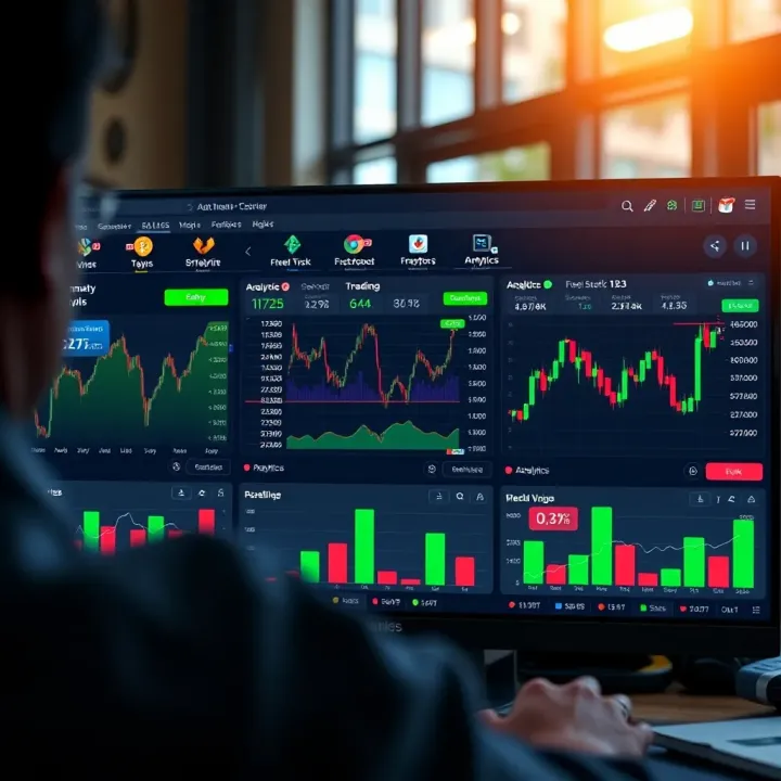 User dashboard displaying various trading tools, fee structures, and analytics