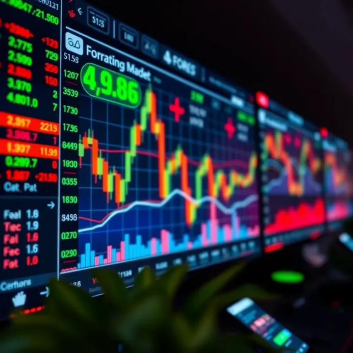 User interface displaying real-time forex market data and trading options