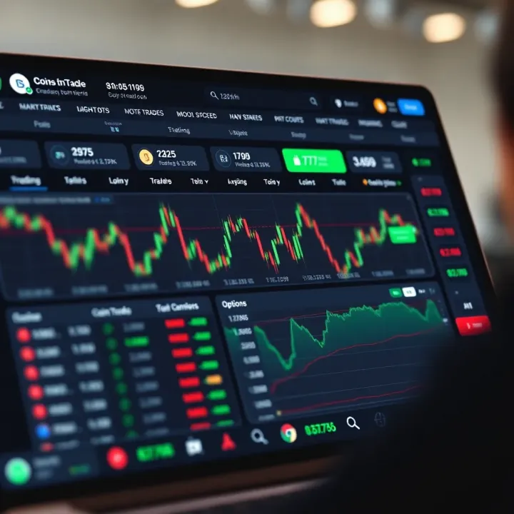 Dashboard of a crypto trading platform showing coin prices and trading options in Kenya