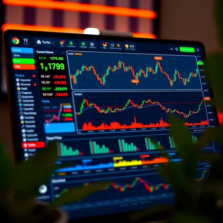 Online Forex Trading Dashboard with Tools and Indicators A secure online forex trading platform dashboard showcasing trading tools and market indicators