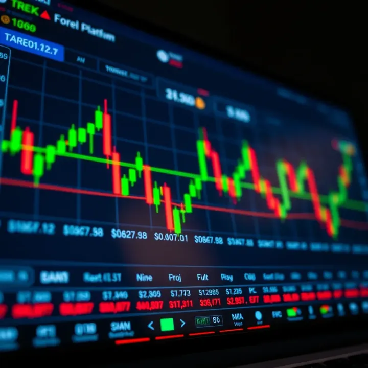 Forex Trading Platform Interface with Currency Charts A digital interface displaying forex trading charts and currency pairs indicating market analysis