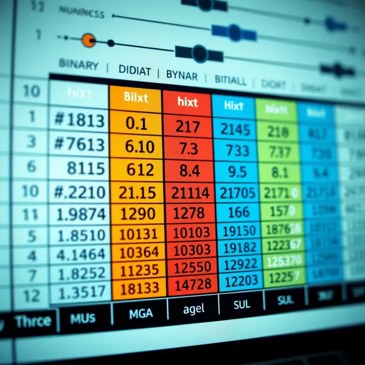 Comparison chart showing binary next to other numeral systems like decimal and hexadecimal