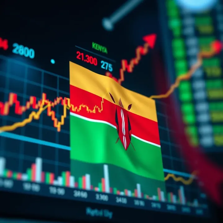Graph showing upward trend in foreign exchange market with Kenyan flag colors