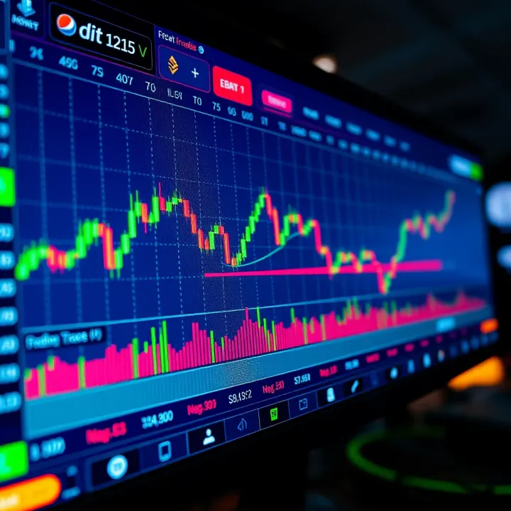 User interface displaying cryptocurrency price charts and trading options on a digital platform