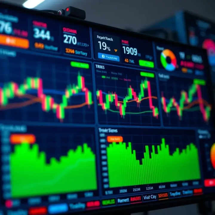Digital interface displaying automated trading signals and analytics