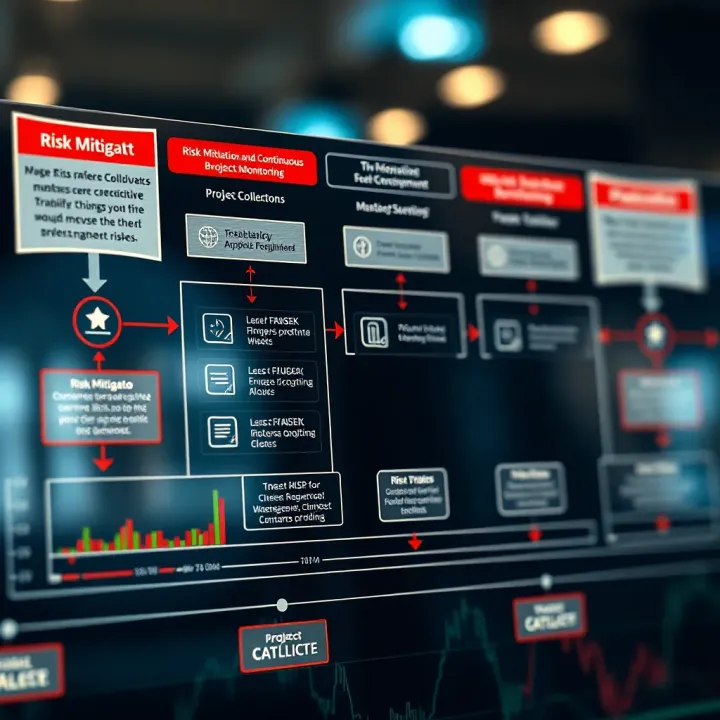 Flowchart illustrating risk mitigation and continuous monitoring in project management
