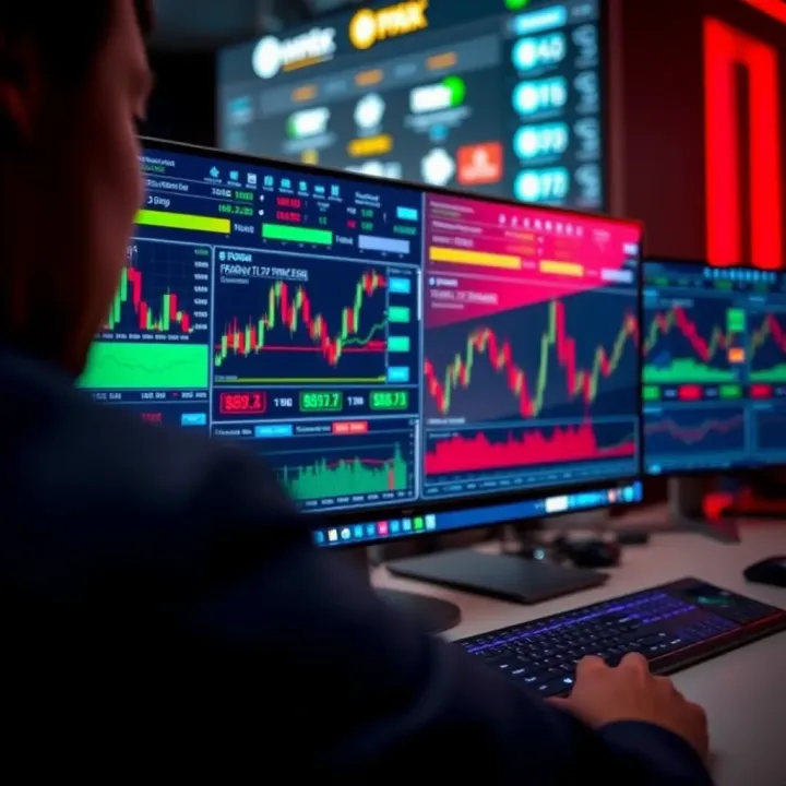 Dashboard screen showing forex trading tools including charts, indicators, and risk management controls
