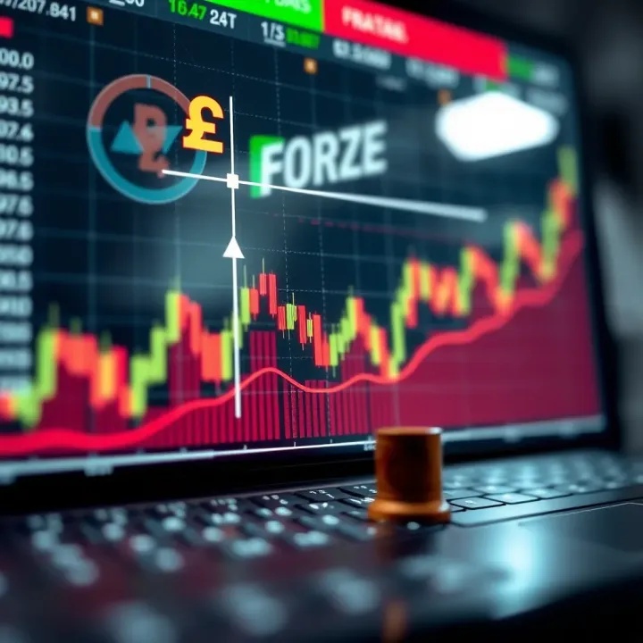 Graph illustrating the concept of forex binary options trading with currency symbols and chart lines