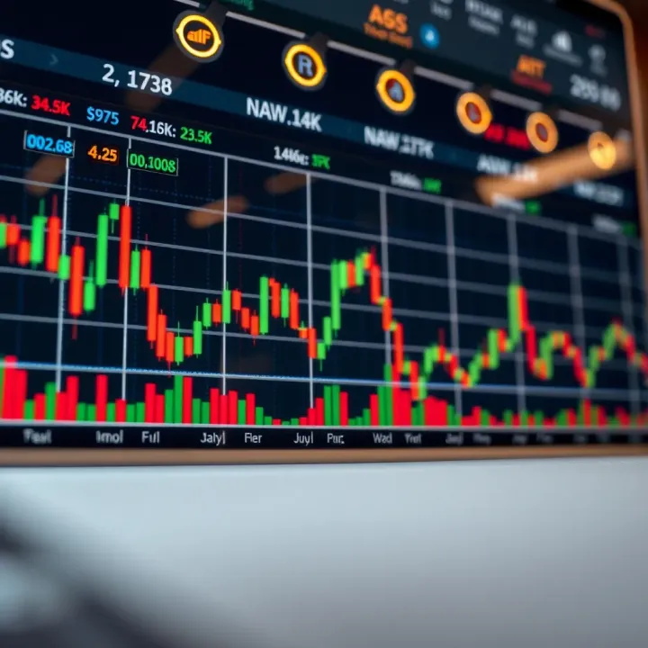 Graph displaying currency price movements with technical indicators overlay