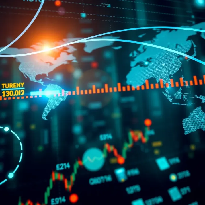 Global network illustrating continuous currency exchange across different time zones